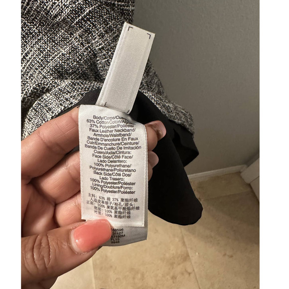 DKNY Women's Black Gray Tweed faux Leather Trim Mini Dress Size 12 - Picture 7 of 7